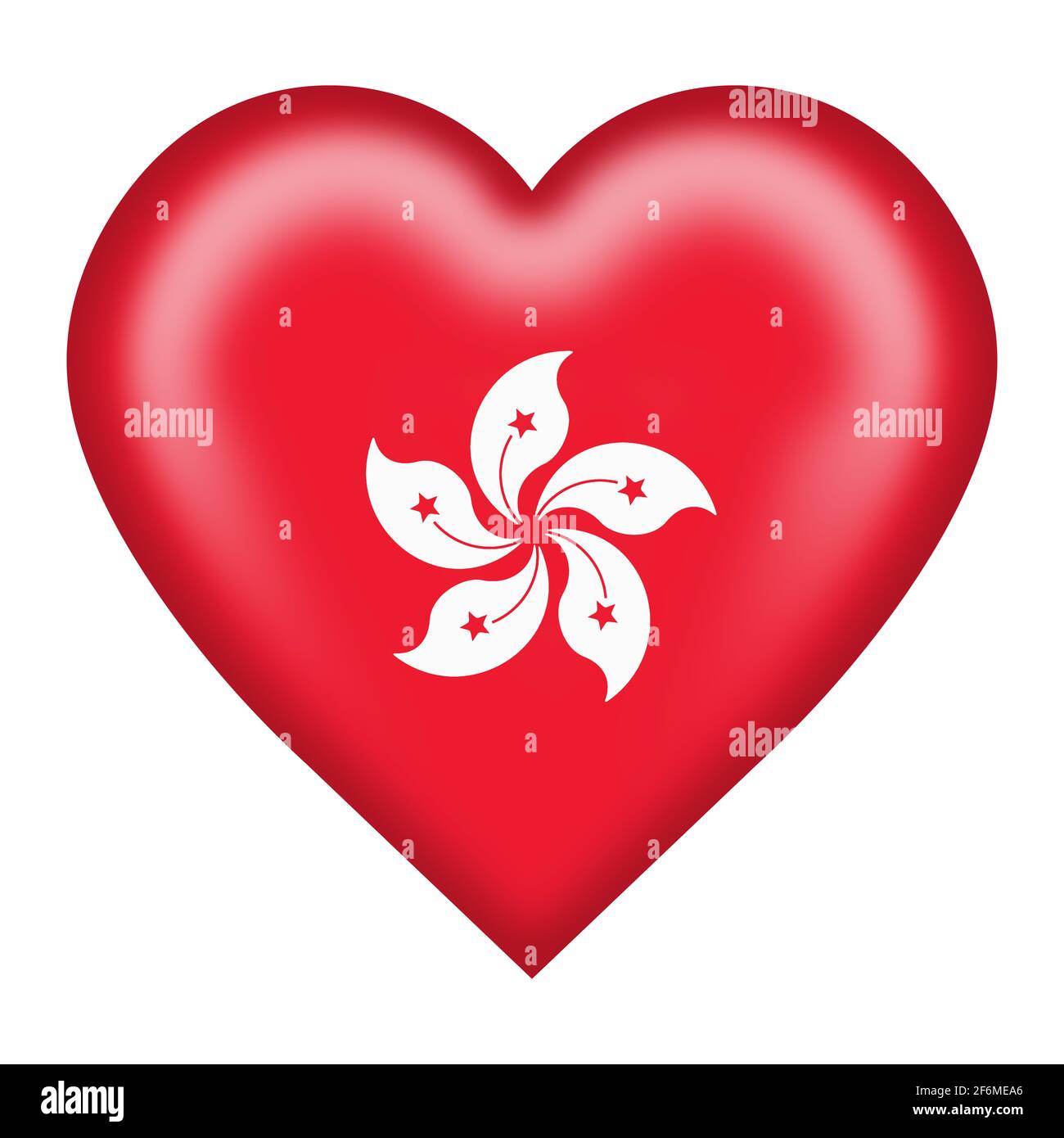 Bouton coeur drapeau Hong Kong isolé sur blanc avec clipping illustration de la trajectoire 3d Banque D'Images