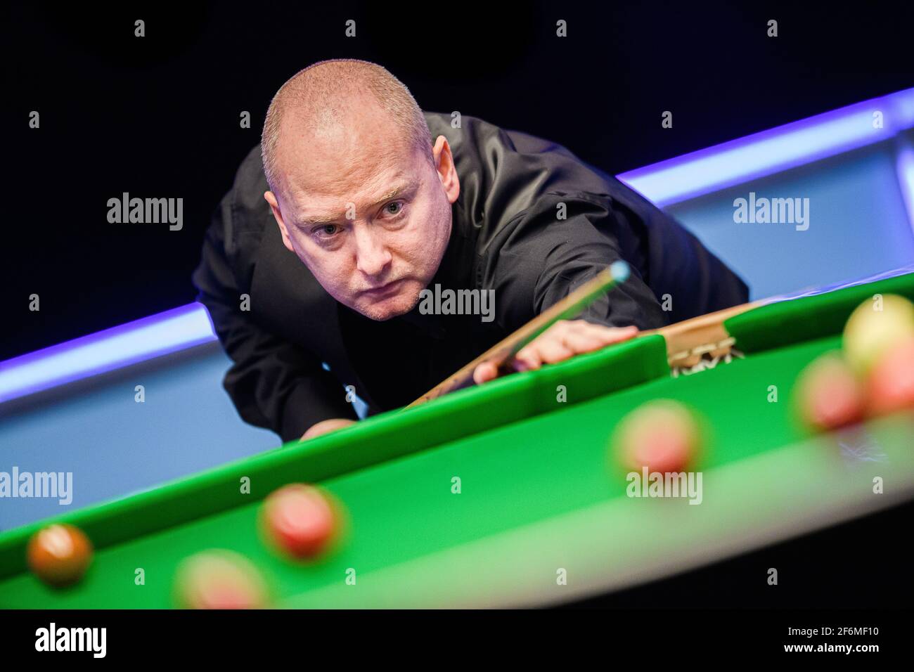 MILTON KEYNES, ROYAUME-UNI. 01 avril 2021. Graeme Dott lors des matchs du groupe Snooker-Winners de la Ligue de Championnat 2021 à la Marshall Arena le jeudi 01 avril 2021 à MILTON KEYNES EN ANGLETERRE. Credit: Taka G Wu/Alay Live News Banque D'Images