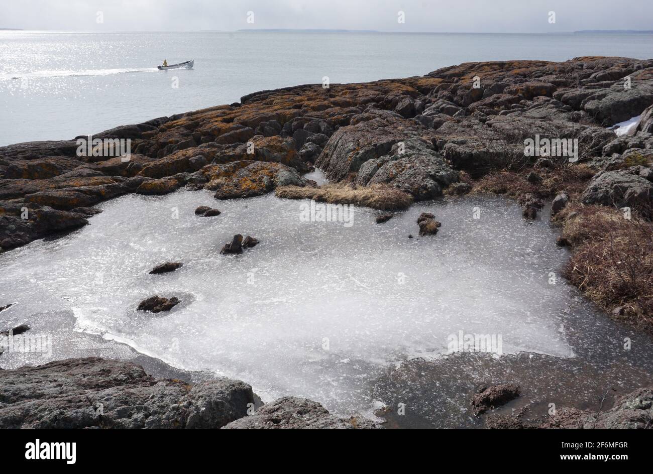 La baie de Fundy près du phare de Pea point, Nouveau-Brunswick Banque D'Images