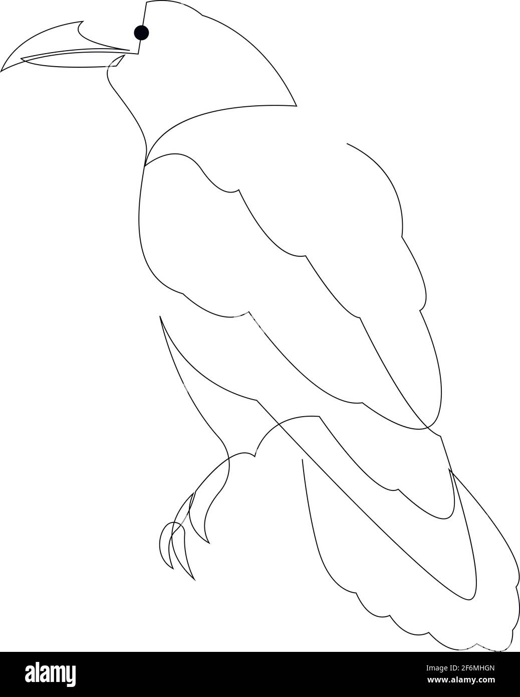 Ligne continue corbeau. Illustration du vecteur de corbeau de style minimal à une seule ligne. Dessin d'oiseau abstrait Illustration de Vecteur
