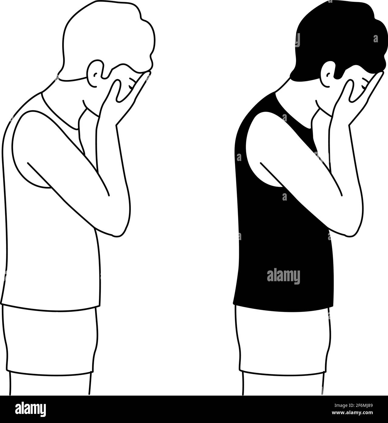 Illustration vectorielle d'un type souffrant de dépression, isolé sur fond blanc Illustration de Vecteur