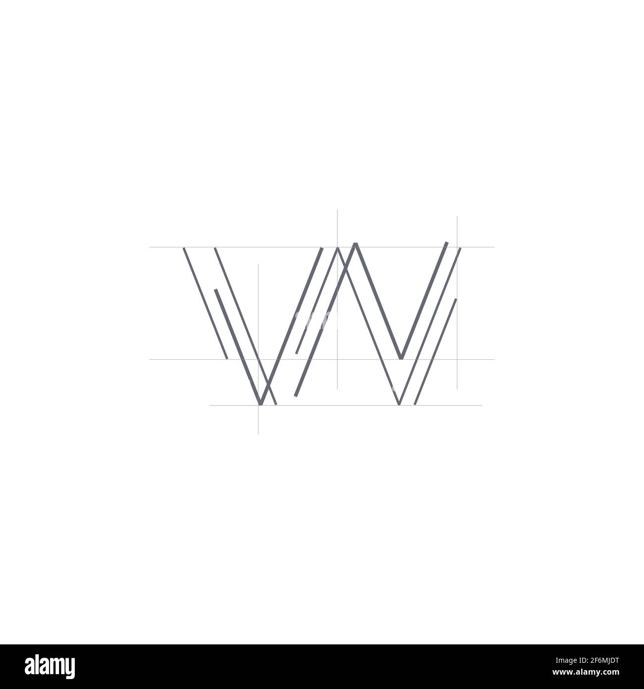 Logo lettre W avec lignes de quadrillage de construction. Lettre initiale W typographie lettrage design pour design intérieur ou construction logo design Illustration de Vecteur