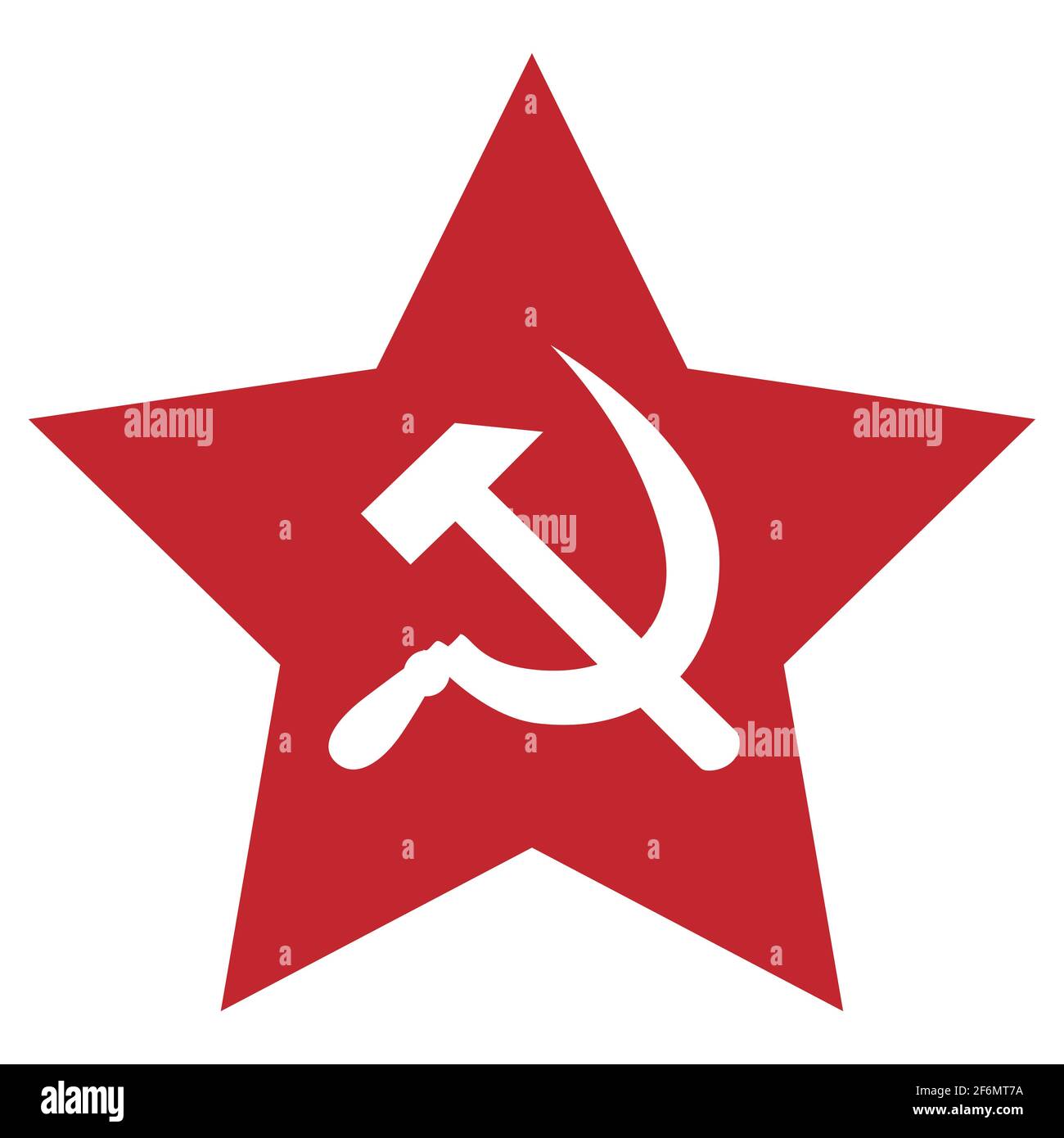 Illustration vectorielle rouge cinq étoiles pointues avec marteau et faucille à l'intérieur isolées sur fond blanc. Symbole URSS Illustration de Vecteur