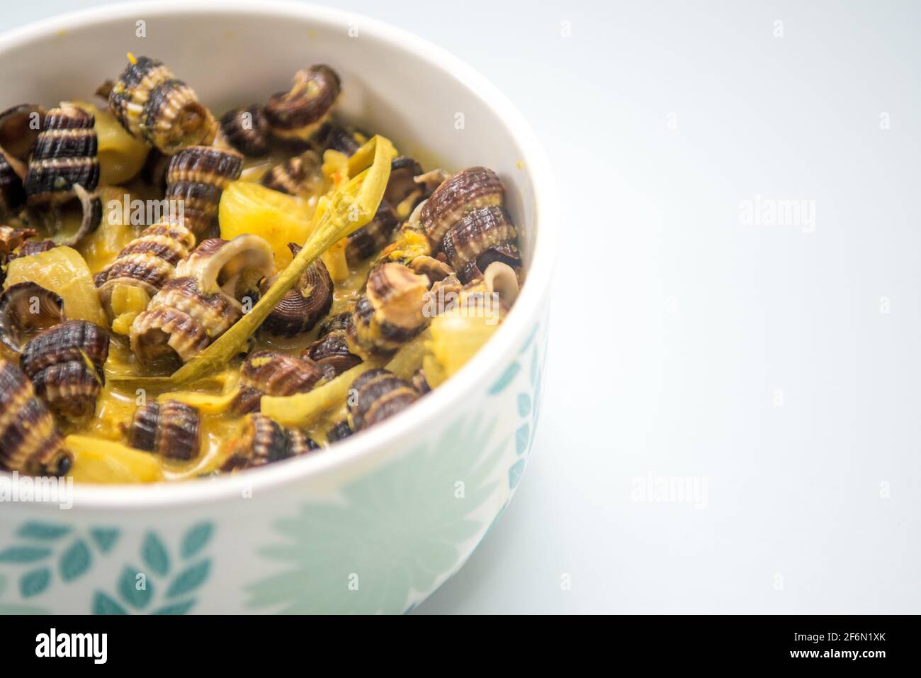 Escargots de mer plats malais traditionnels à la crème de noix de coco ou « Siput sedut Masak Lemak Cili API ». Son nom scientifique est Cerithidea obtusa, une espèce de mer Banque D'Images
