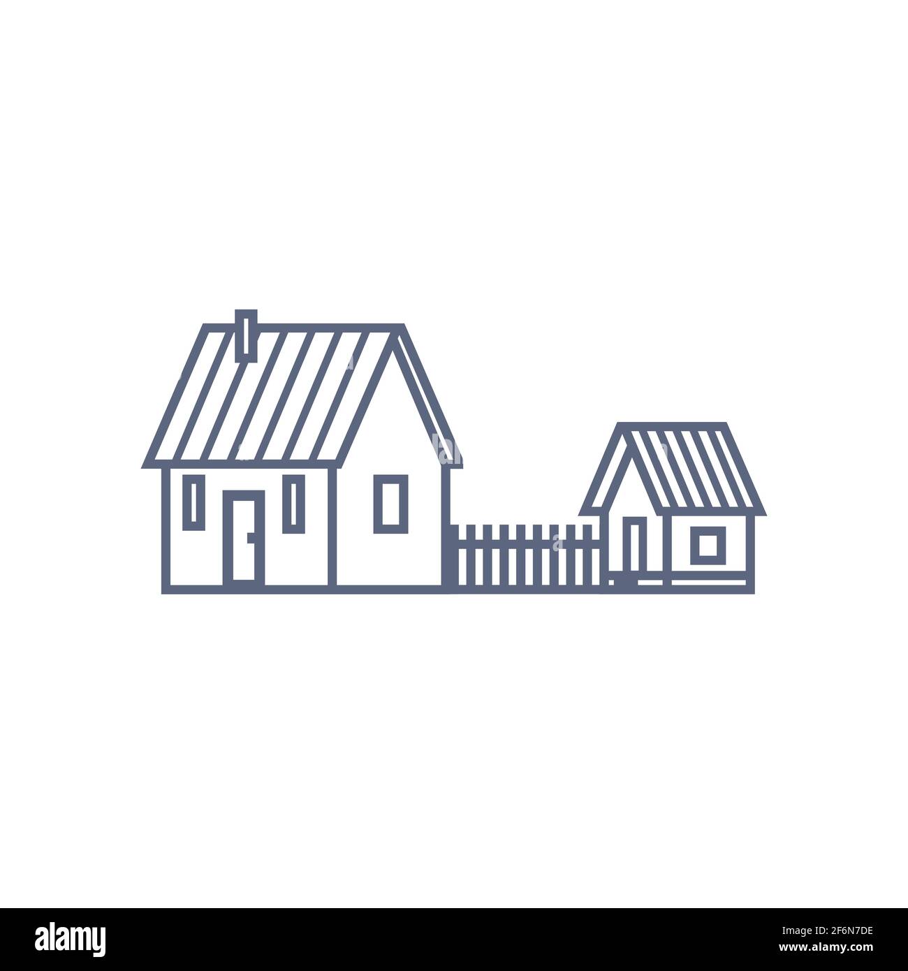 Icône de la ligne de chalet - maison de village ou cabine en bois de style linéaire sur fond blanc. Illustration vectorielle Illustration de Vecteur