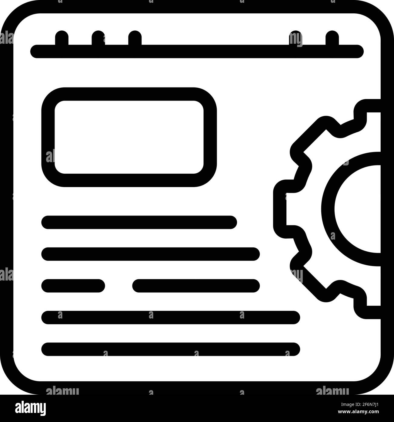 Icône d'engrenage de page Web. Outline Web page Gear vector icône pour la conception Web isolée sur fond blanc Illustration de Vecteur