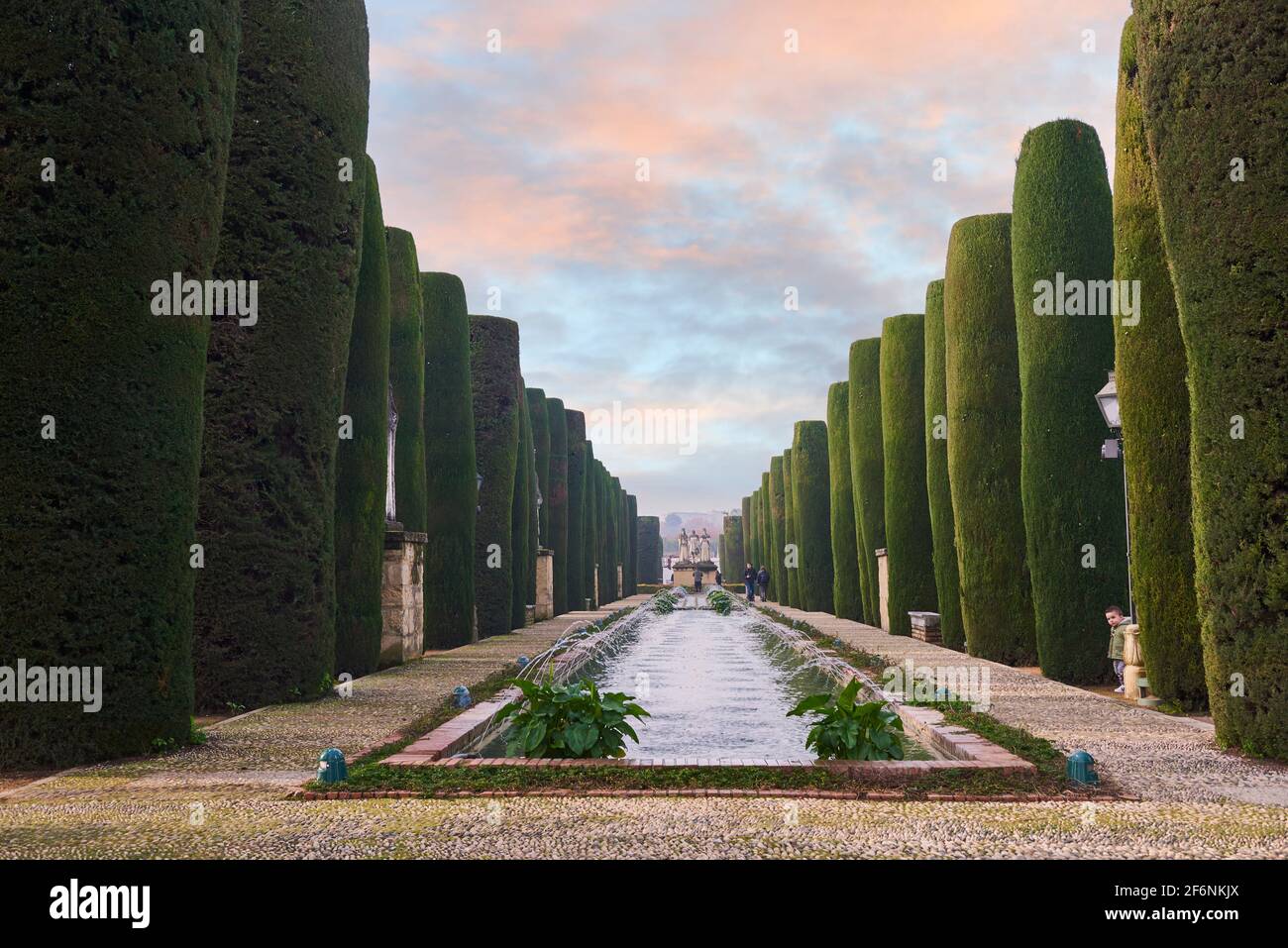 Cordoue, Andalousie, Espagne, décembre 28 2016, Jardins de l'Alcázar de los Reyes Cristianos Banque D'Images