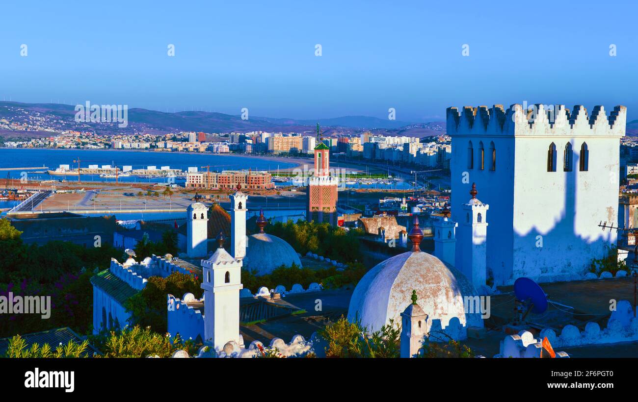 Vue sur la Kasbah de Tanger, Tanger, Maroc, Afrique du Nord, Afrique Banque D'Images