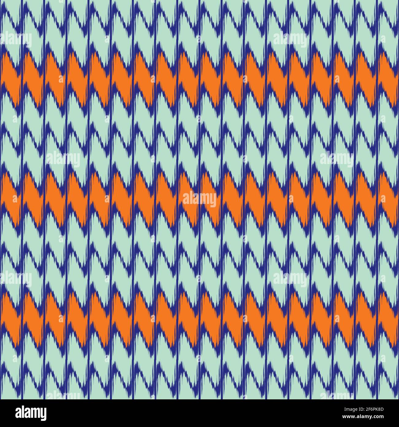 Arrière-plan à motif vectoriel sans couture tissé zigzag. Toile de fond à  chevrons avec motif à rayures bleues et orange. Rangées alternées de  chevrons ikat tissés. Faux Image Vectorielle Stock - Alamy