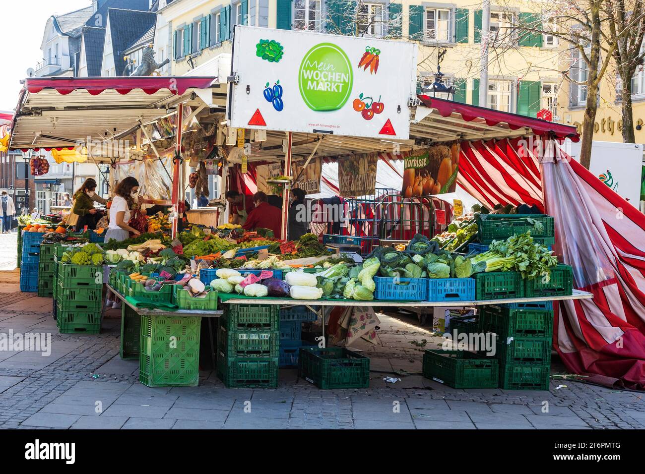 Wochenmarkt, marché agricole, place du marché, Ratingen, Rhénanie-du-Nord-Westphalie, Allemagne, Europe Banque D'Images