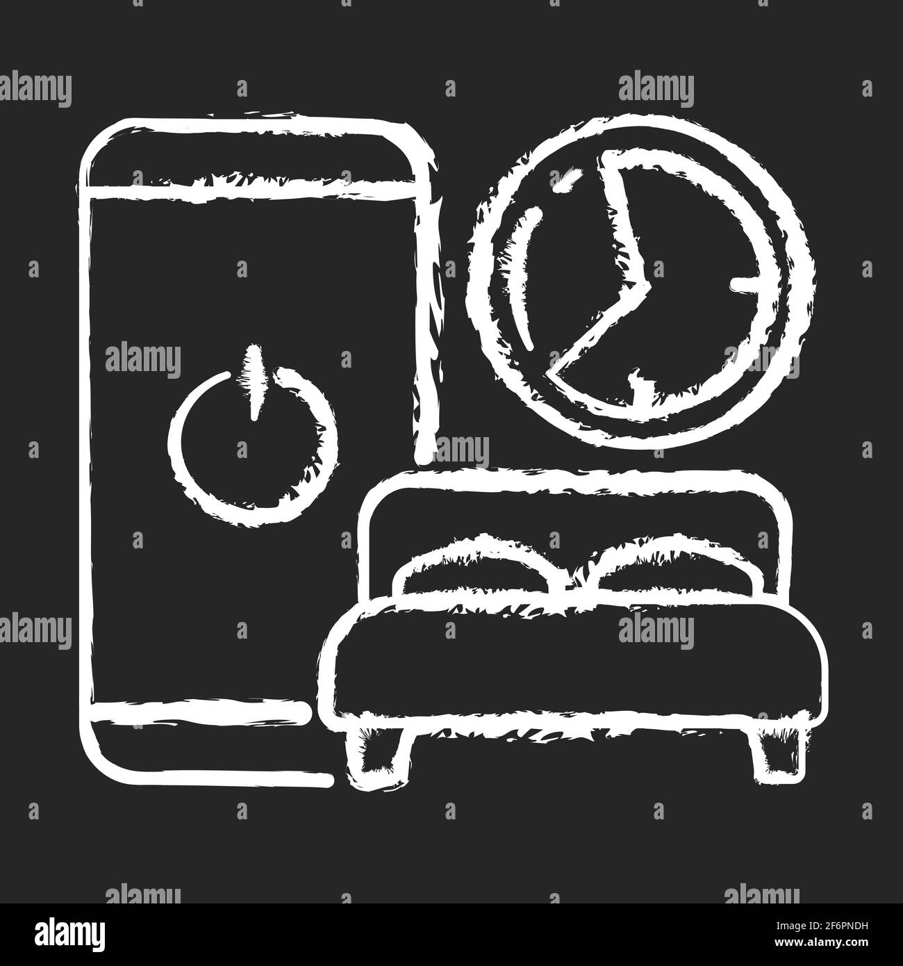 Icône blanche de la craie d'hygiène du sommeil sur fond noir Illustration de Vecteur