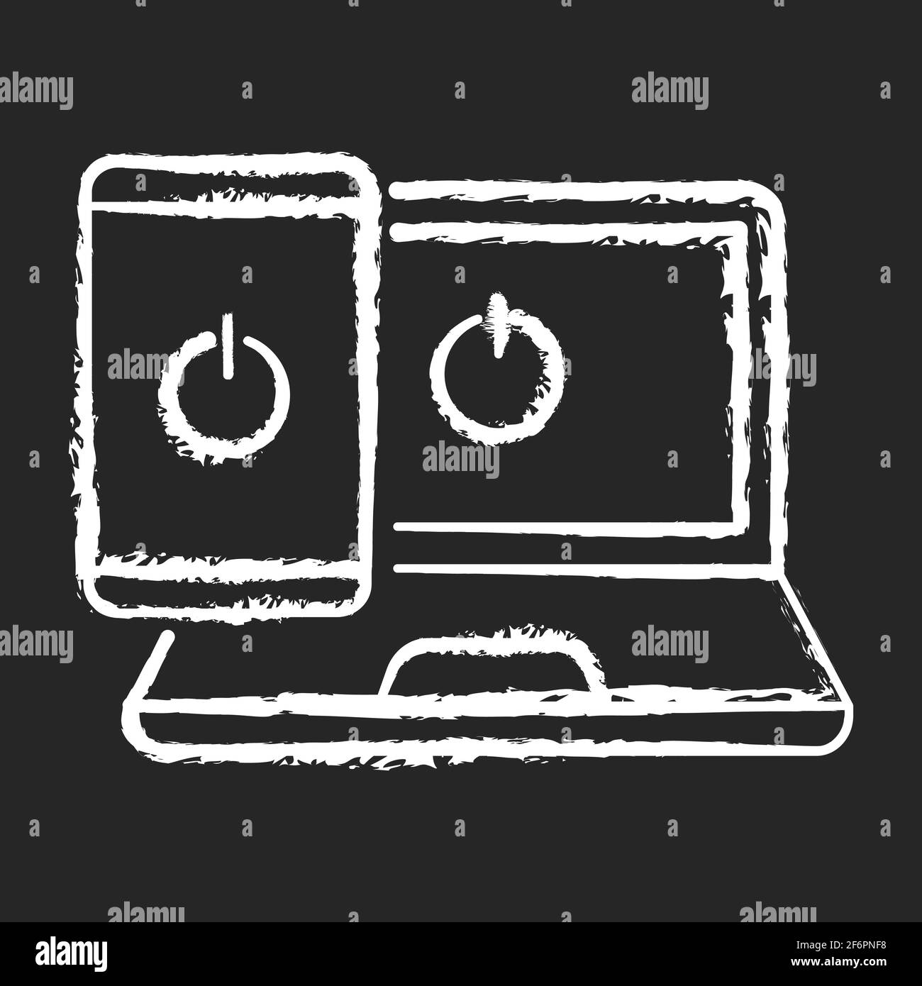 Mise hors ligne craie icône blanche sur fond noir Illustration de Vecteur