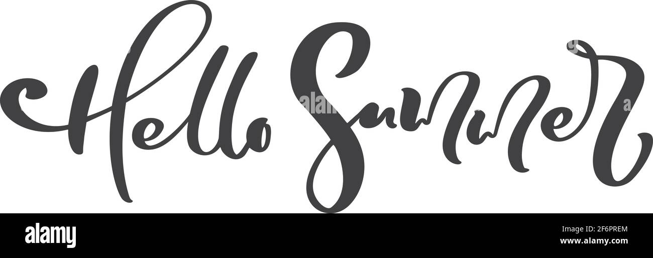 Texte de la forme de lettres calligraphiques Bonjour été. Vecteur extrait à la main expression isolée. Illustration motif isolé de l'esquisse pour carte de vœux, impression Illustration de Vecteur