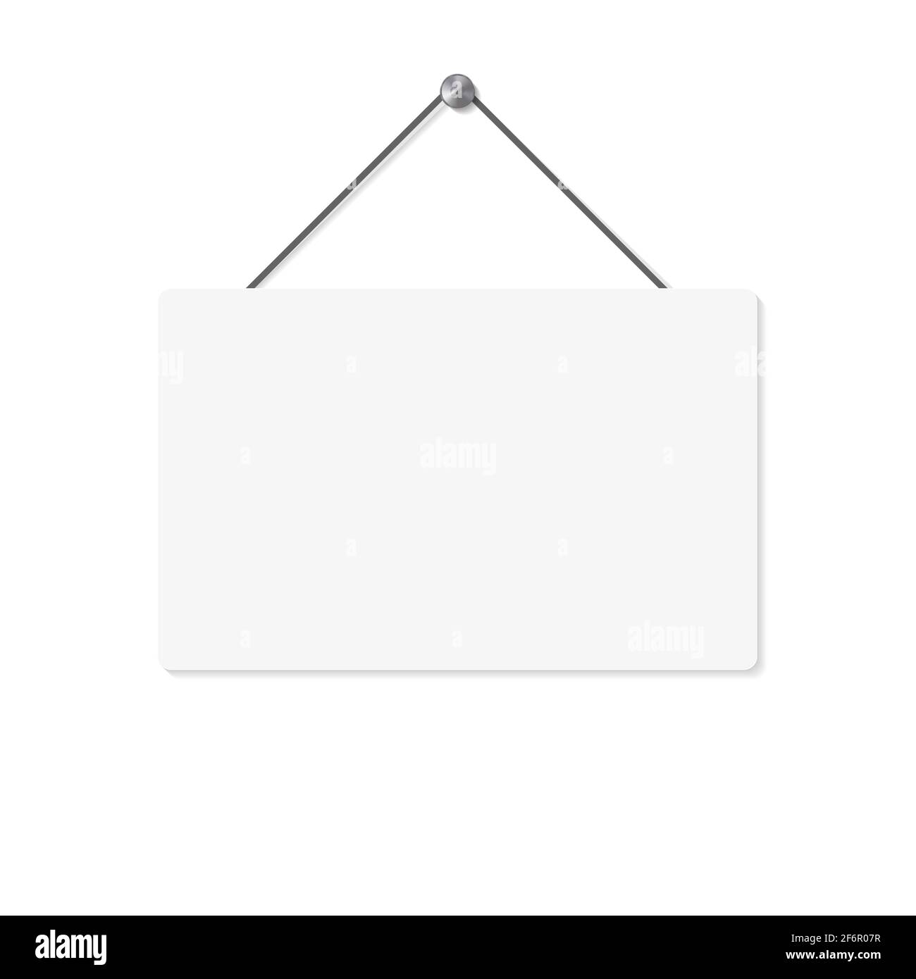 Panneau de signalisation réaliste. Panneau suspendu blanc vierge avec ombre. Illustration isolée sur blanc. Banque D'Images