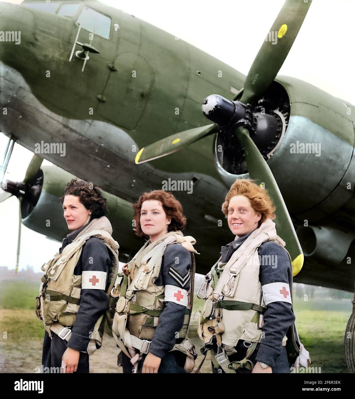 Infirmières d'ambulance aérienne de la Seconde Guerre mondiale Banque D'Images