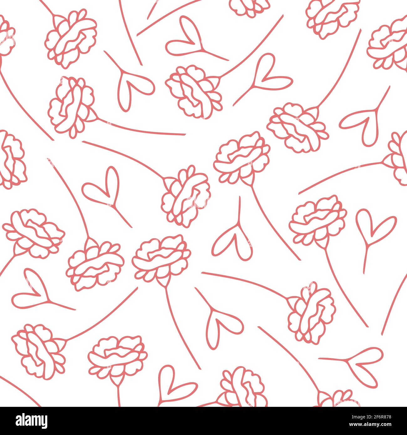 Motif vectoriel sans couture avec fleurs et harts sur fond blanc. Papier peint floral romantique. Illustration de Vecteur