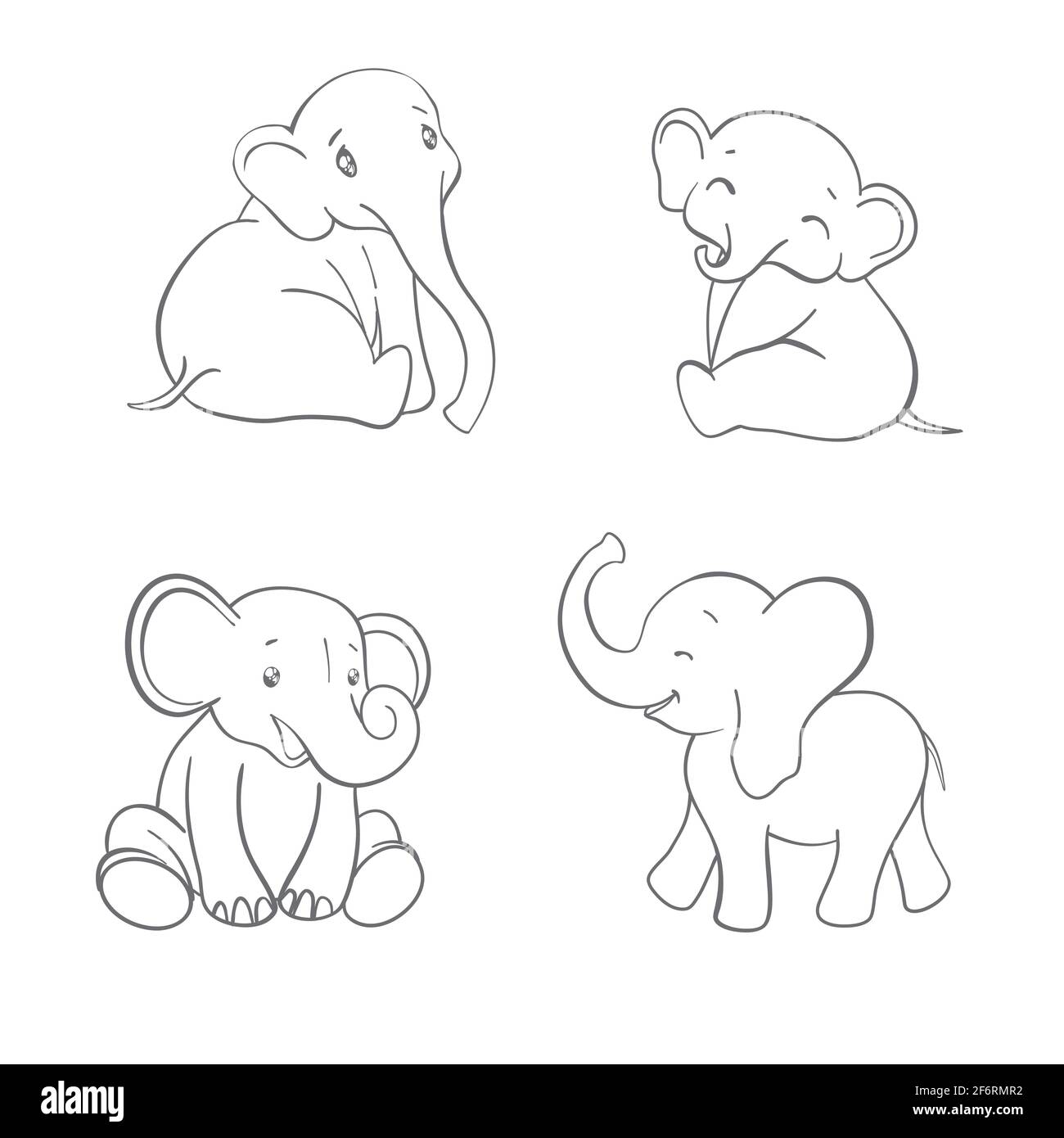 Mettez les petits animaux en place. Animaux d'éléphant mignons. Style vintage. Illustration vectorielle. Illustration de Vecteur