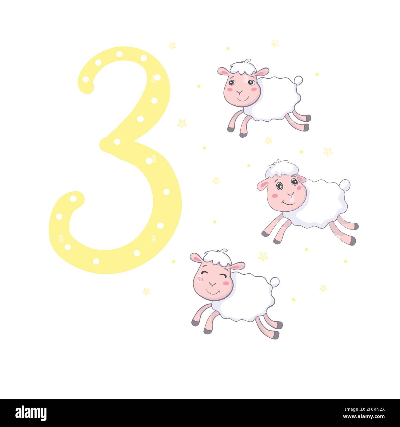 3 moutons mignons. Illustrations chichildish de dessin humoristique en vecteur. Illustration de Vecteur