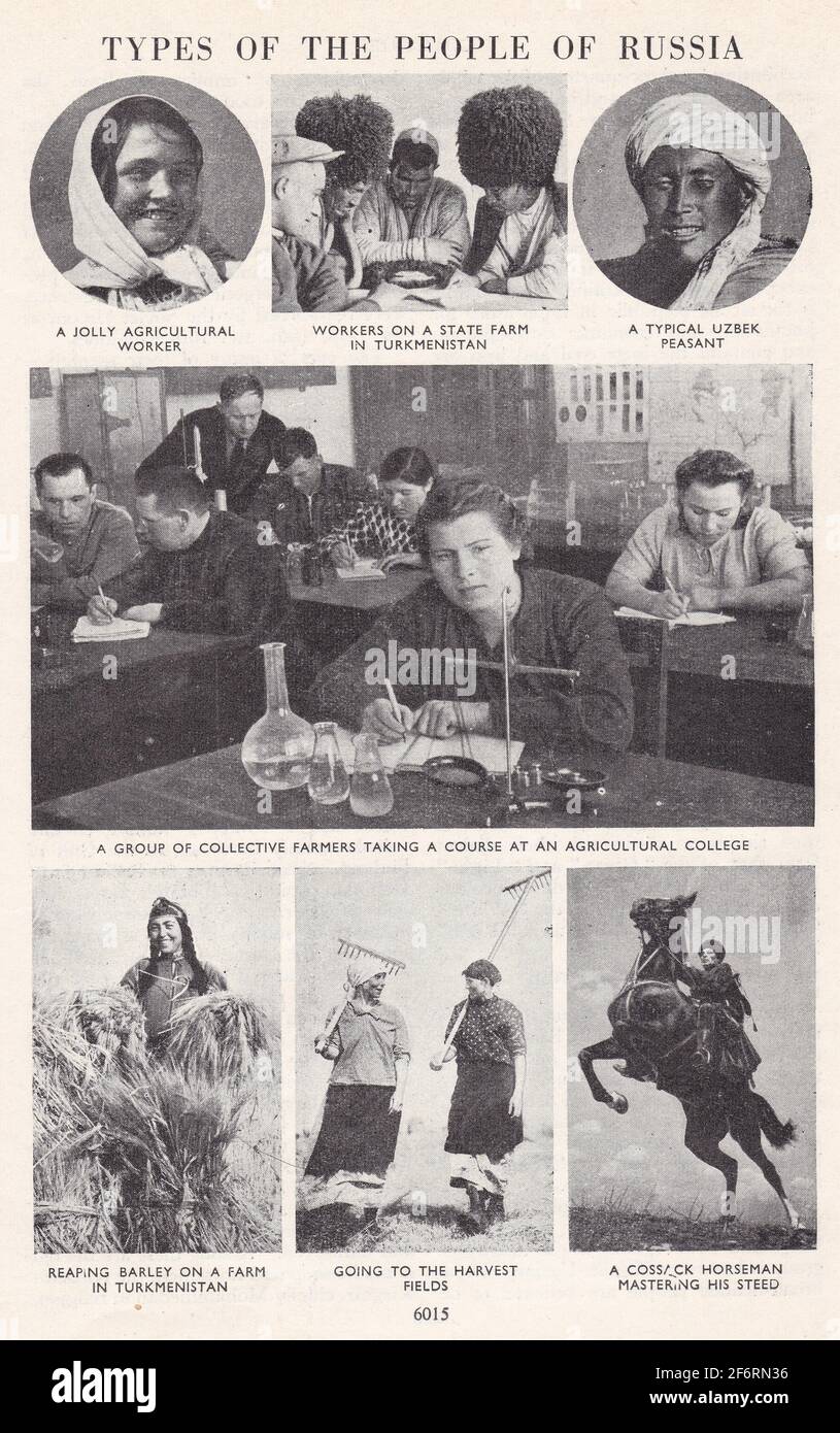 Photos d'époque en noir et blanc de types de la population de Russie. Banque D'Images