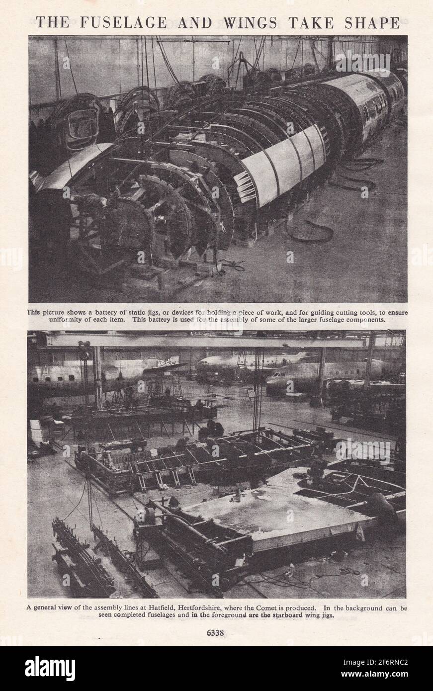 Photos anciennes en noir et blanc de la fabrication d'un avion des années 1940. Banque D'Images