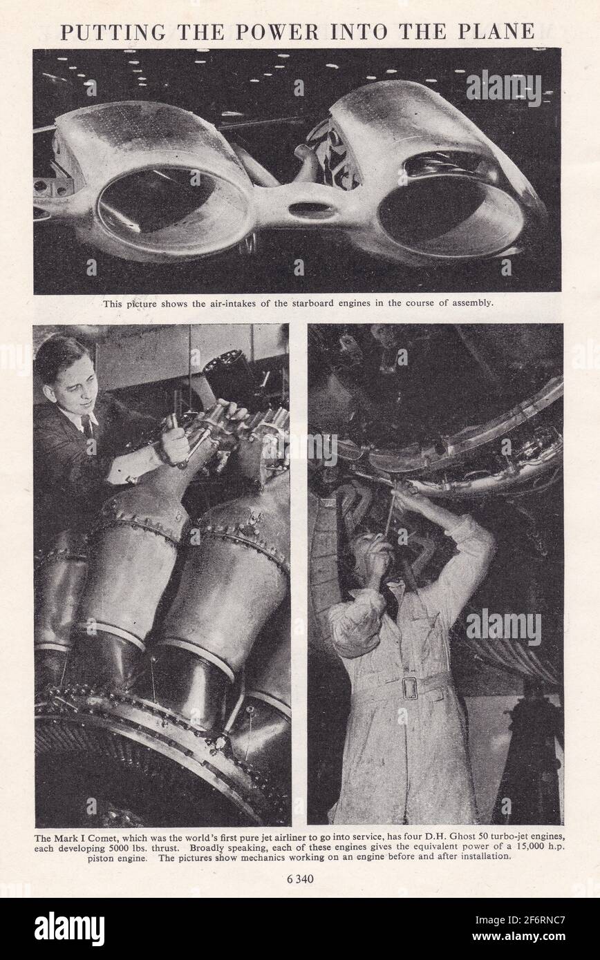 Photos anciennes en noir et blanc de la fabrication d'un avion des années 1940. Banque D'Images