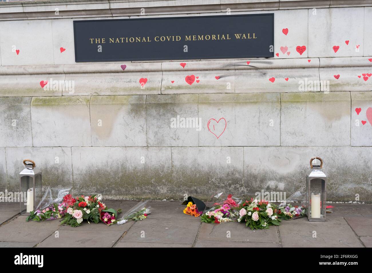 Le mur national du mémorial des Covid, banque sud de Londres, Angleterre Banque D'Images