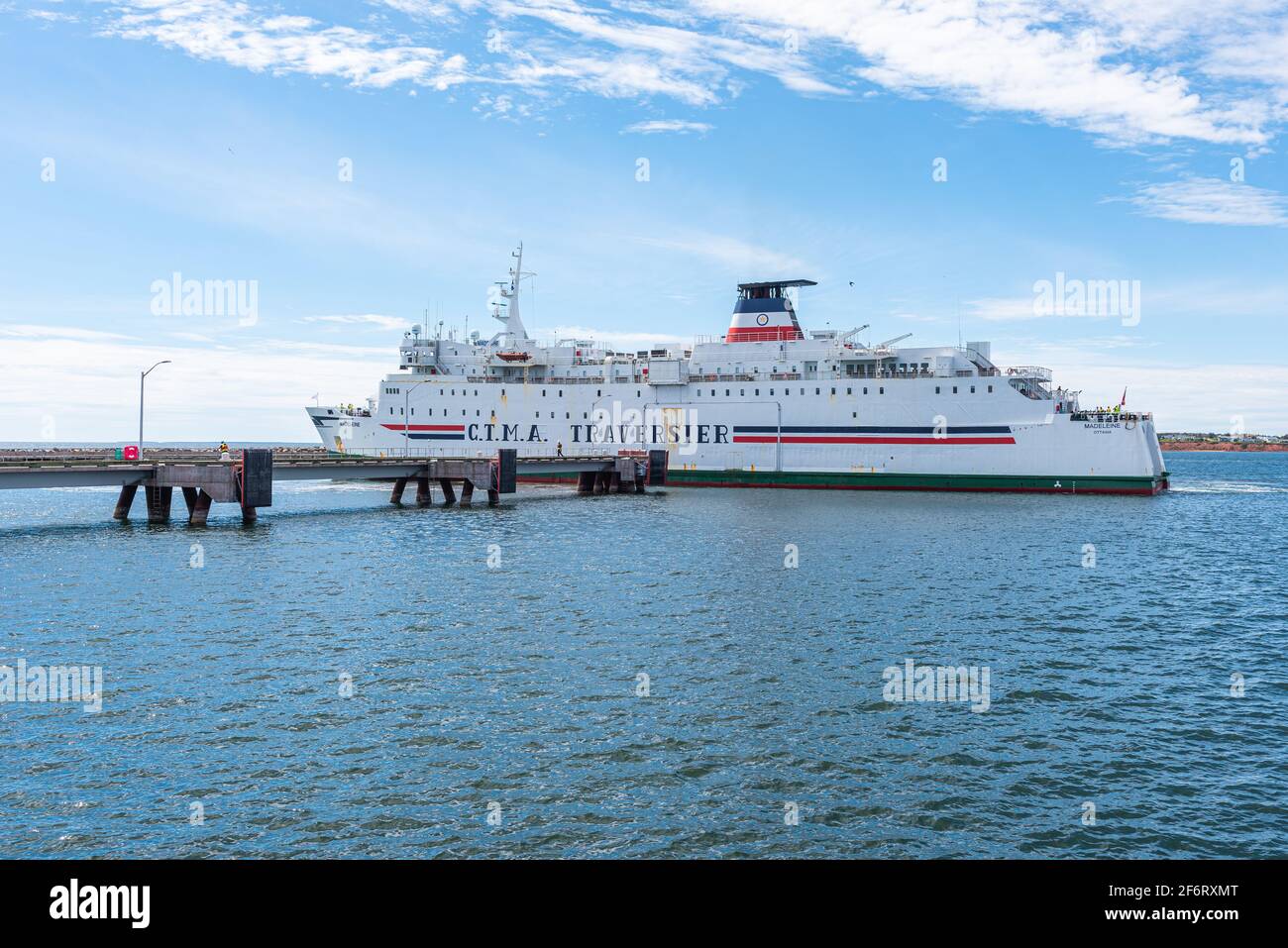 Souris, Île-du-Prince-Édouard, Canada – 28 août 2020 : le traversier de l'ACCT pour les Îles-de-la-Madeleine (Îles-de-la-Madeleine) au quai de la Banque D'Images