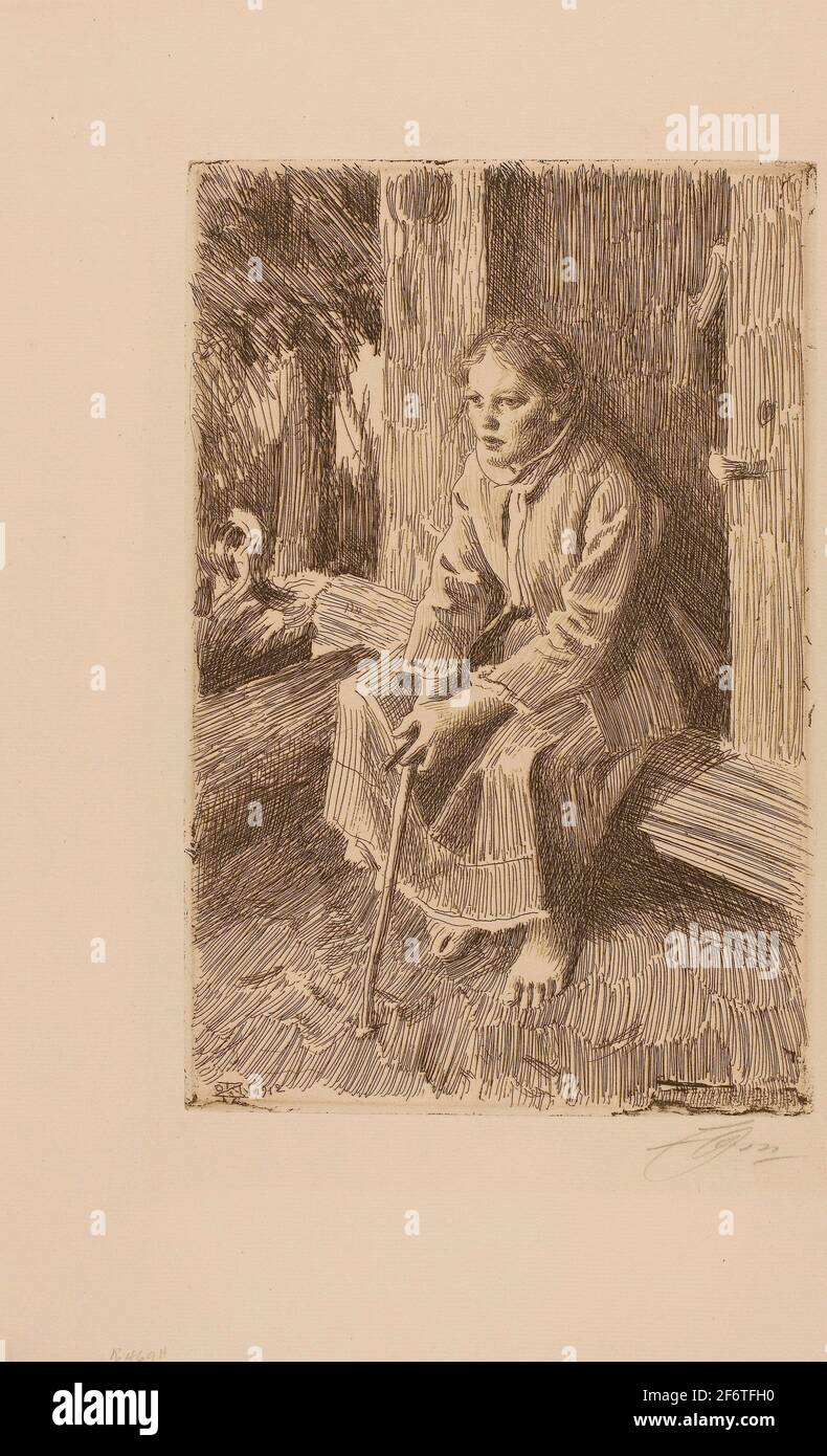 Auteur: Anders Zorn. Vallkulla - 1912 - Anders Zorn Suédois, 1860-1920. Gravure sur papier ivoire. Suède. Banque D'Images