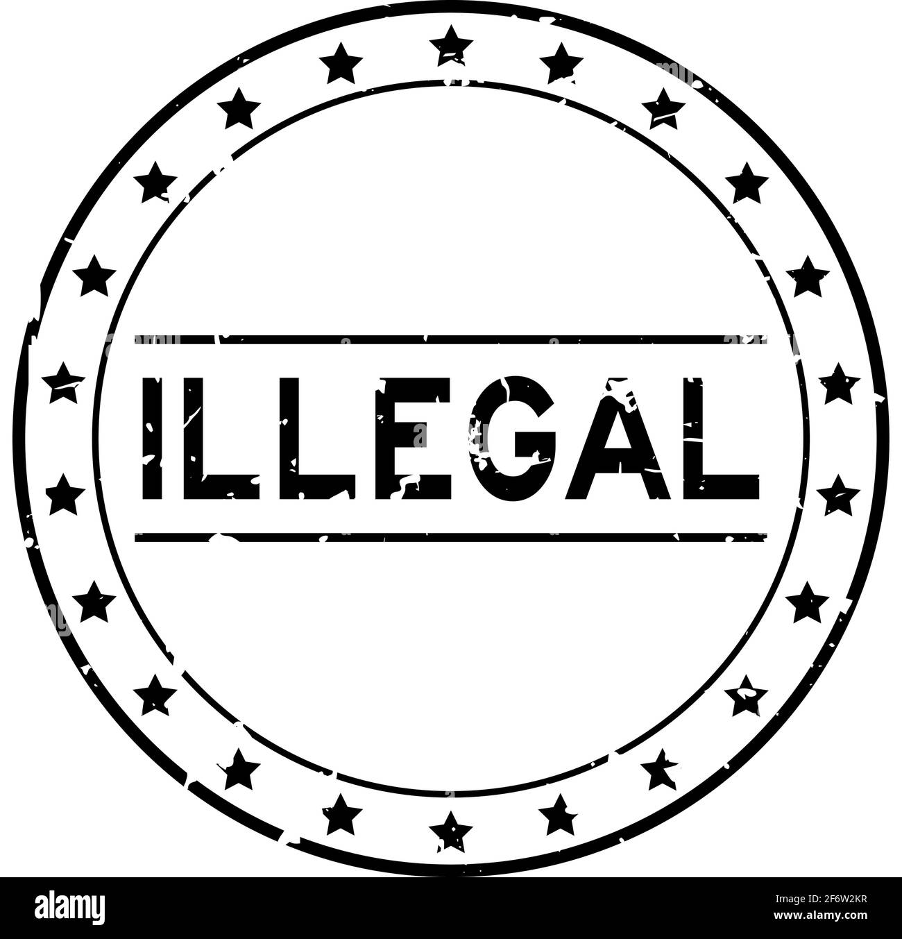 Grunge noir mot illégal rond joint caoutchouc tampon sur blanc arrière-plan Illustration de Vecteur