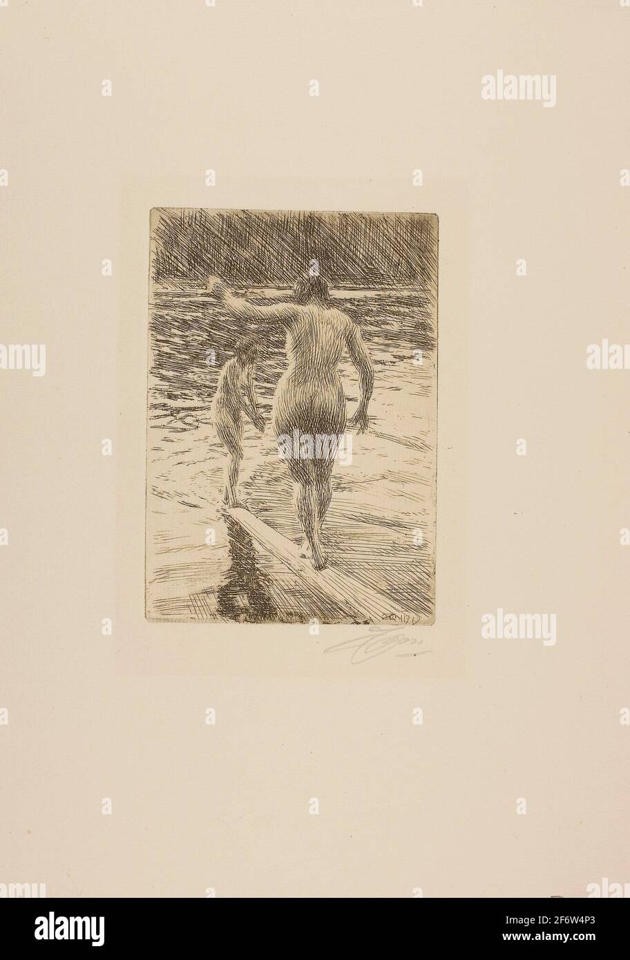 Anders Zorn. Balance-1919-Anders Zorn Suédois, 1860-1920. Gravure sur papier ivoire. Suède. Banque D'Images