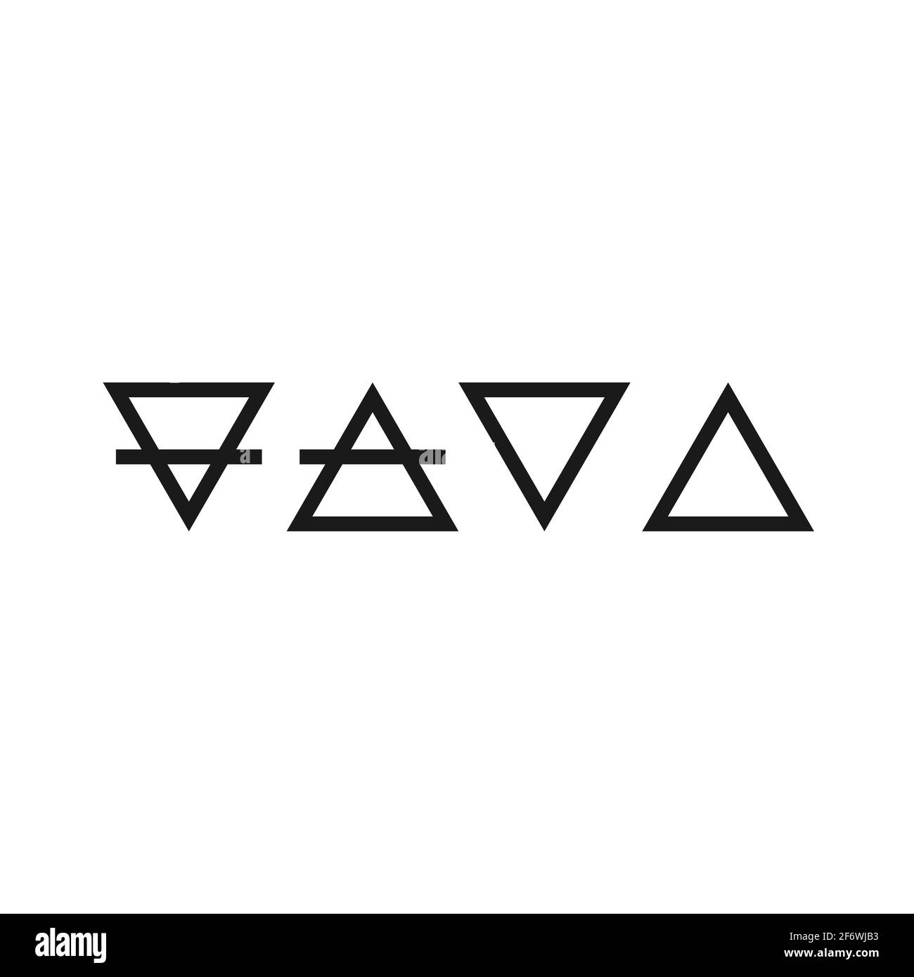 Quatre éléments. Air, terre, feu et eau sur fond blanc. Symboles de base alchimiques. Éléments de la nature. Géométrie sacrée. Illustration de Vecteur