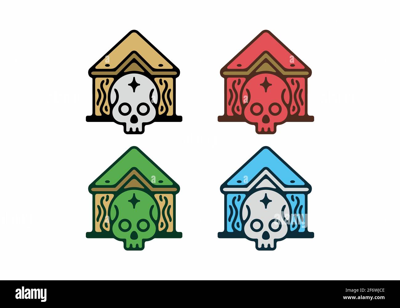 Ensemble coloré de badges « House of Skull » Illustration de Vecteur
