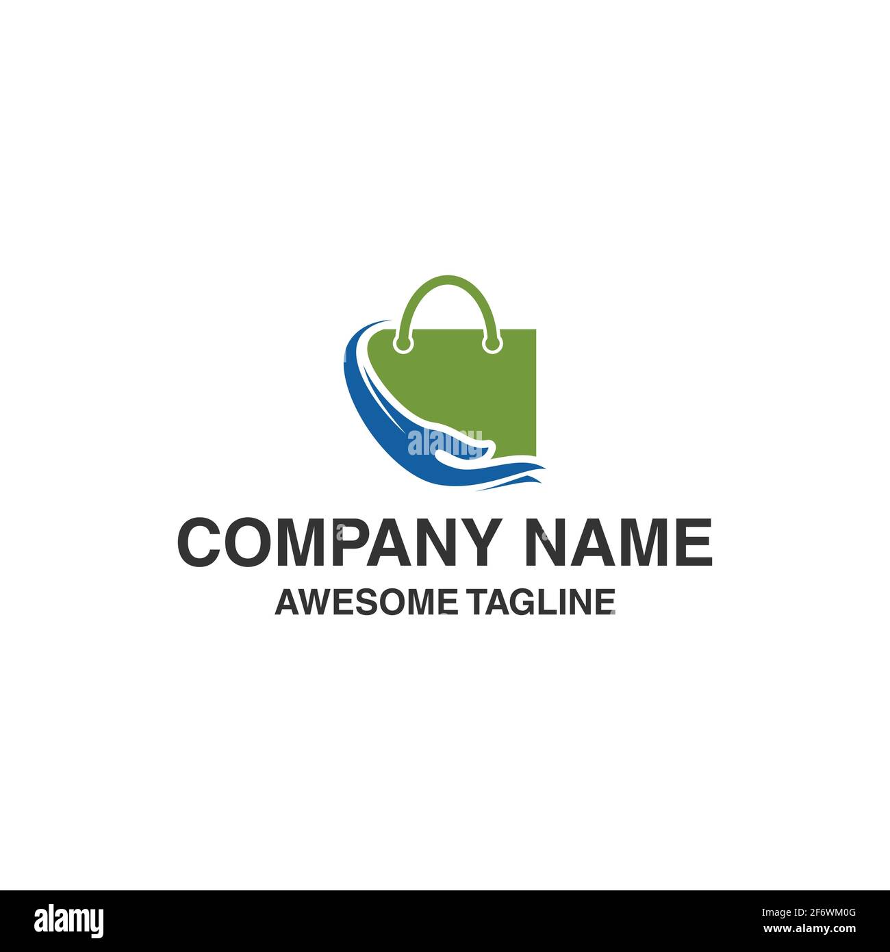 logo de soin des mains. symbole d'entretien du sac. icône de sac. icône de main. modèle de logo vectoriel prêt à l'emploi Illustration de Vecteur