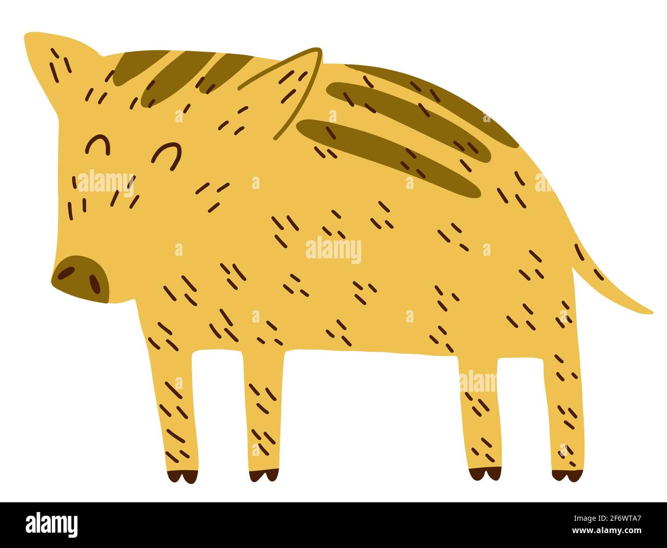 Adorable animal de forêt de sangliers. Illustration du vecteur de caniche dessiné à la main. Conception plate de style scandinave, isolée sur blanc. Illustration de Vecteur