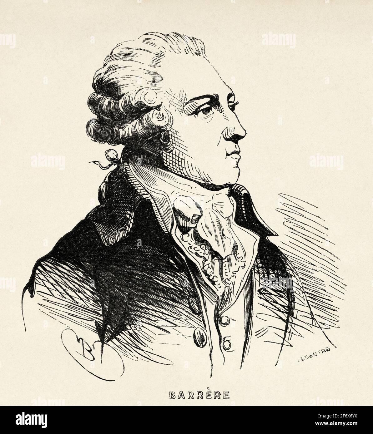 Portrait de Bertrand Barère de Vieuzac (1755-1841) politicien français, freemason, journaliste, membre de la Convention nationale. France, Révolution française du XVIIIe siècle. Ancienne illustration gravée de l'Histoire de la Révolution française 1845 Banque D'Images