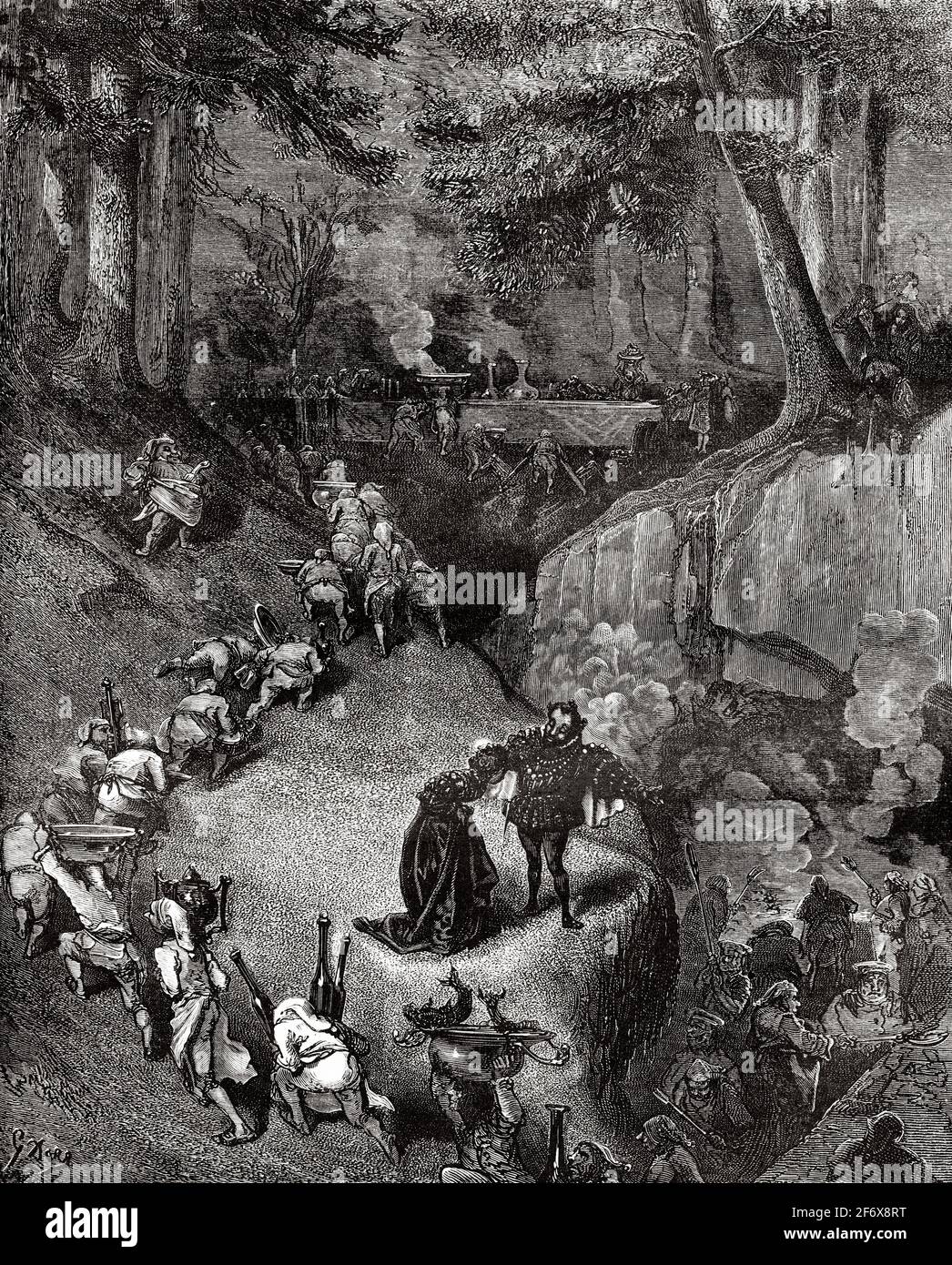 Riquet à la Houppe. Riquet avec le Tuft un conte de fées littéraire français publié par Charles Perrault, illustré par Gustave Dore. Ancienne illustration gravée du XIXe siècle d'El Mundo Ilustrado 1879 Banque D'Images