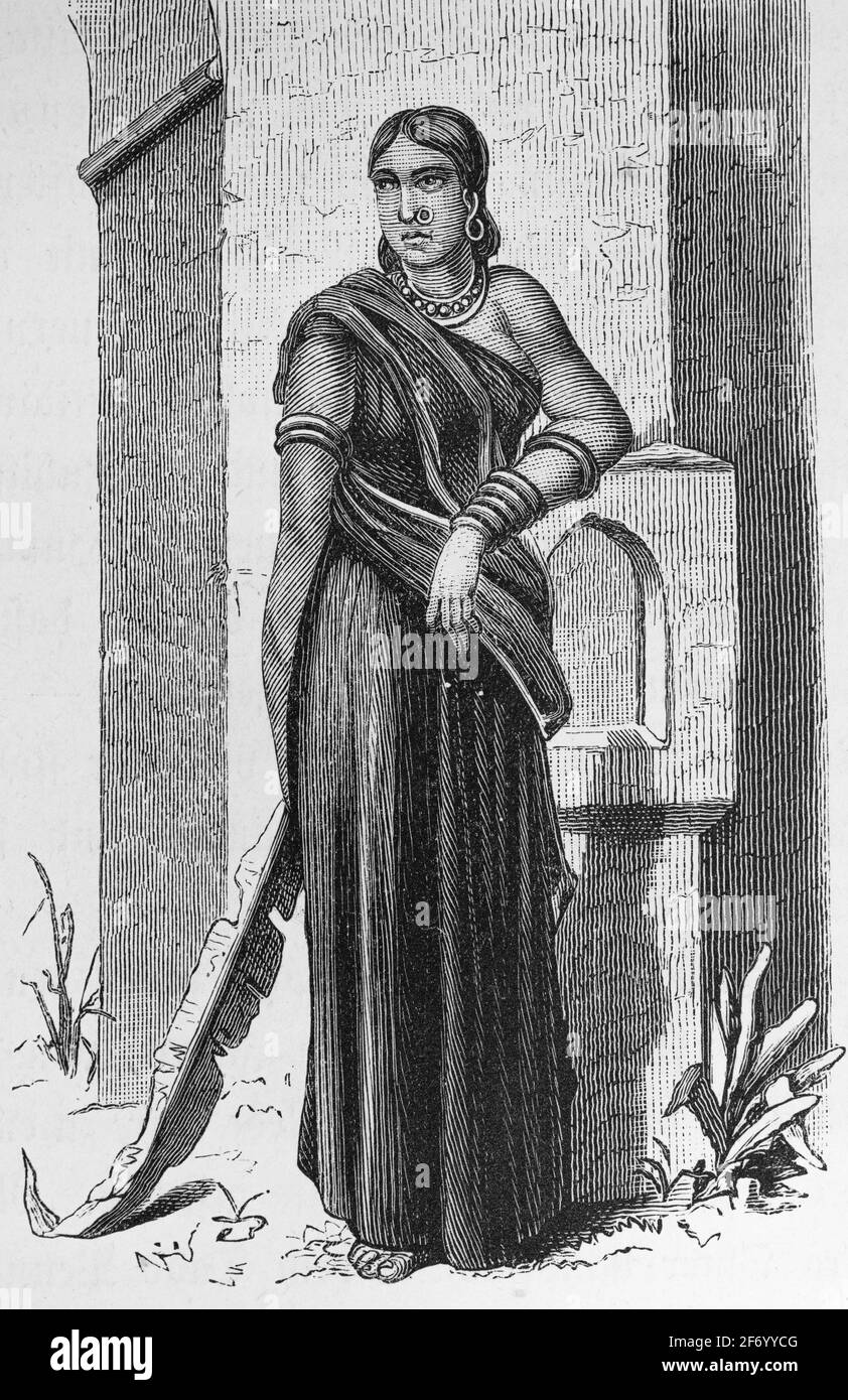 Portrait d'une femme Khond, Inde, Asie, gravure de bois, Vienne. Leipzig 1881 Banque D'Images