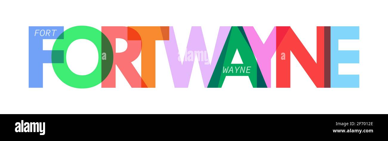 FORT WAYNE. Nom de la ville sur fond blanc. Modèle vectoriel pour affiche, carte postale, bannière. Illustration vectorielle. Illustration de Vecteur