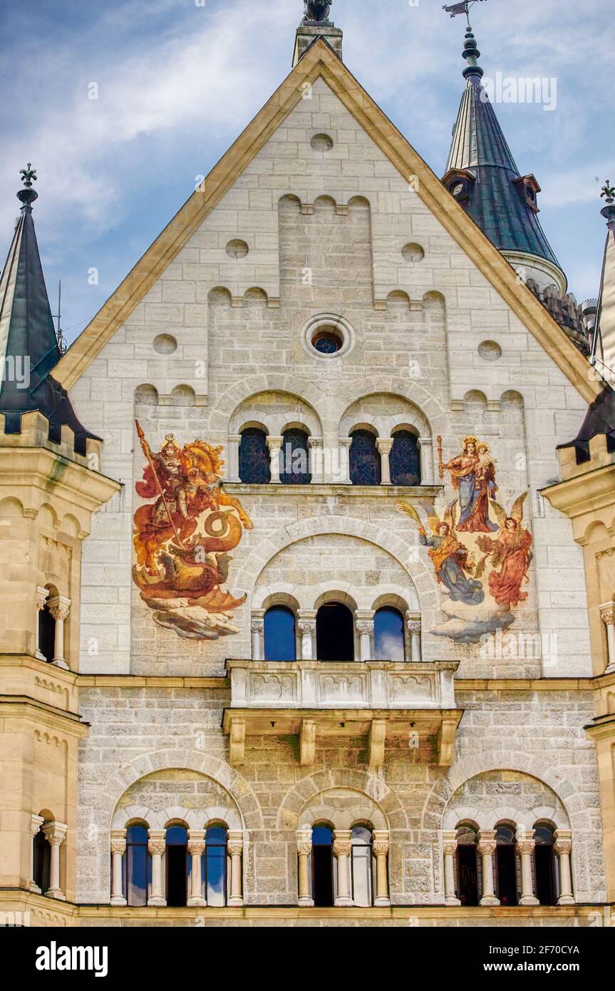 Vue de l'intérieur des murs du château de Neuschwanstein Banque D'Images