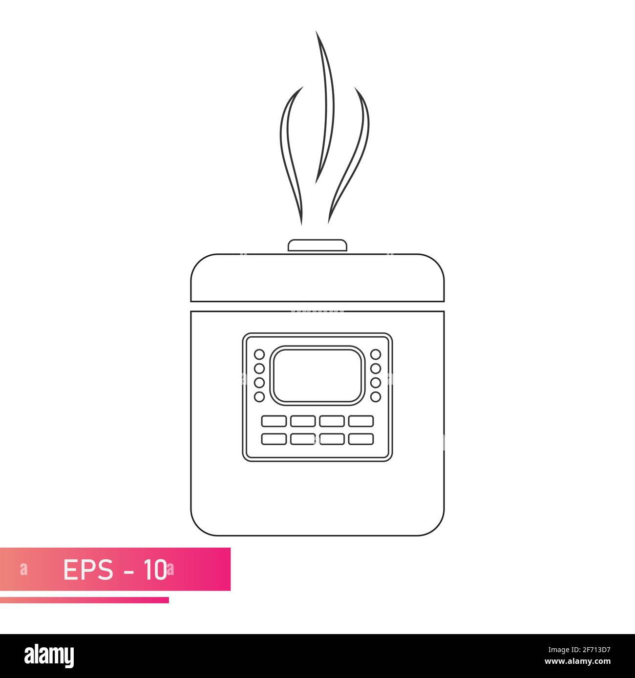 Icône, mijoteuse pour la maison et la cuisine. Conception linéaire. Sur fond blanc. Périphériques de l'ordinateur. Illustration vectorielle plate. Illustration de Vecteur