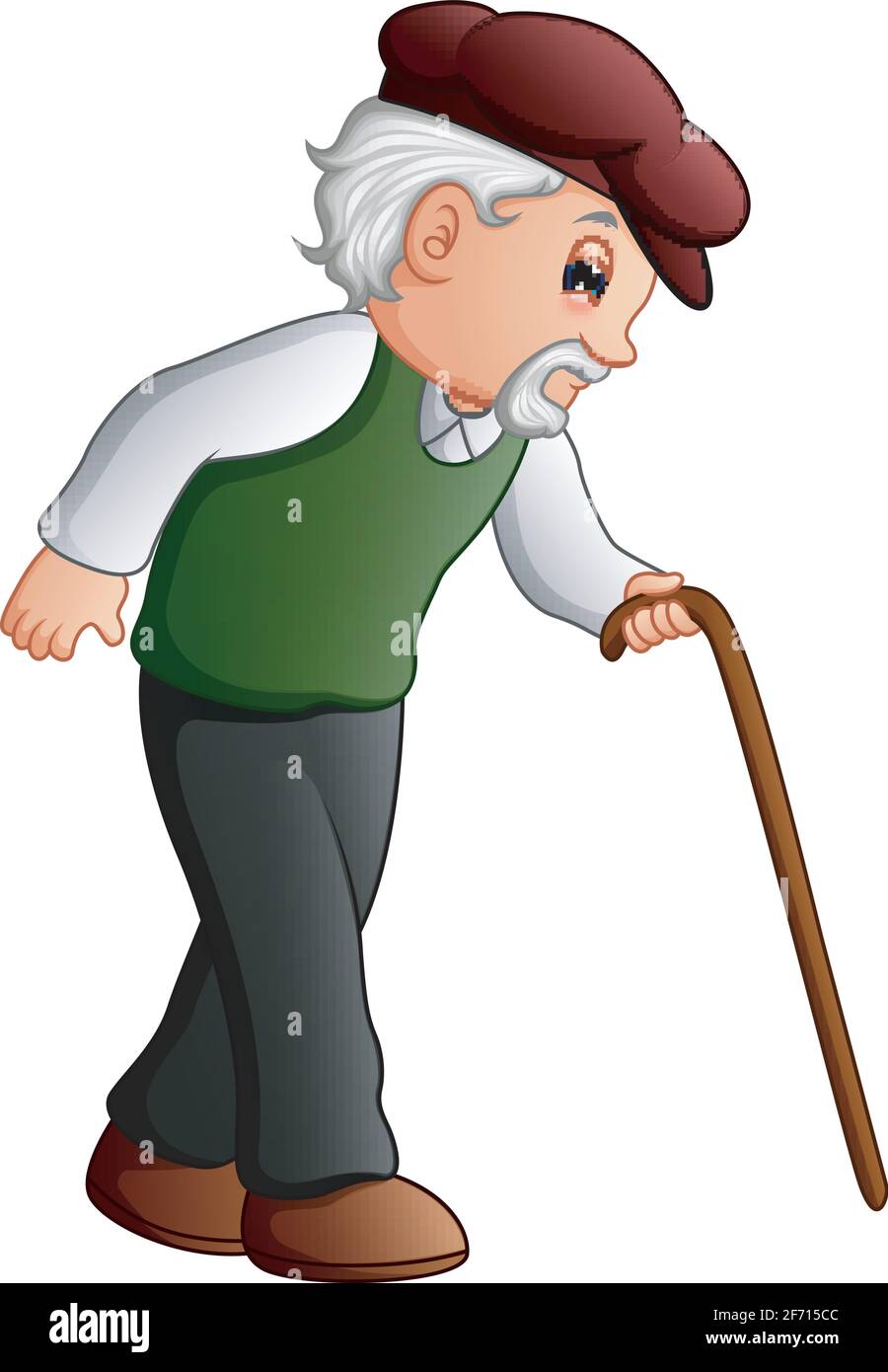 Illustration vectorielle d'un vieil homme marchant avec une canne Illustration de Vecteur