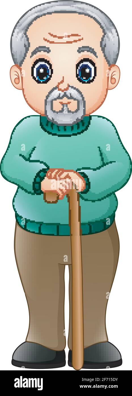 Illustration vectorielle de Old man avec bâton de marche Illustration de Vecteur