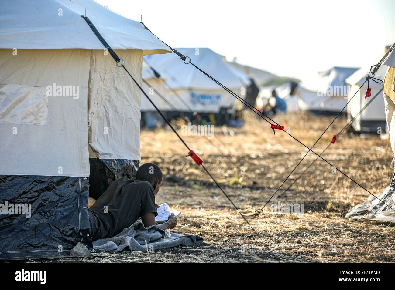 Les réfugiés éthiopiens ont migré au Soudan et vivent dans un camp de réfugiés Banque D'Images