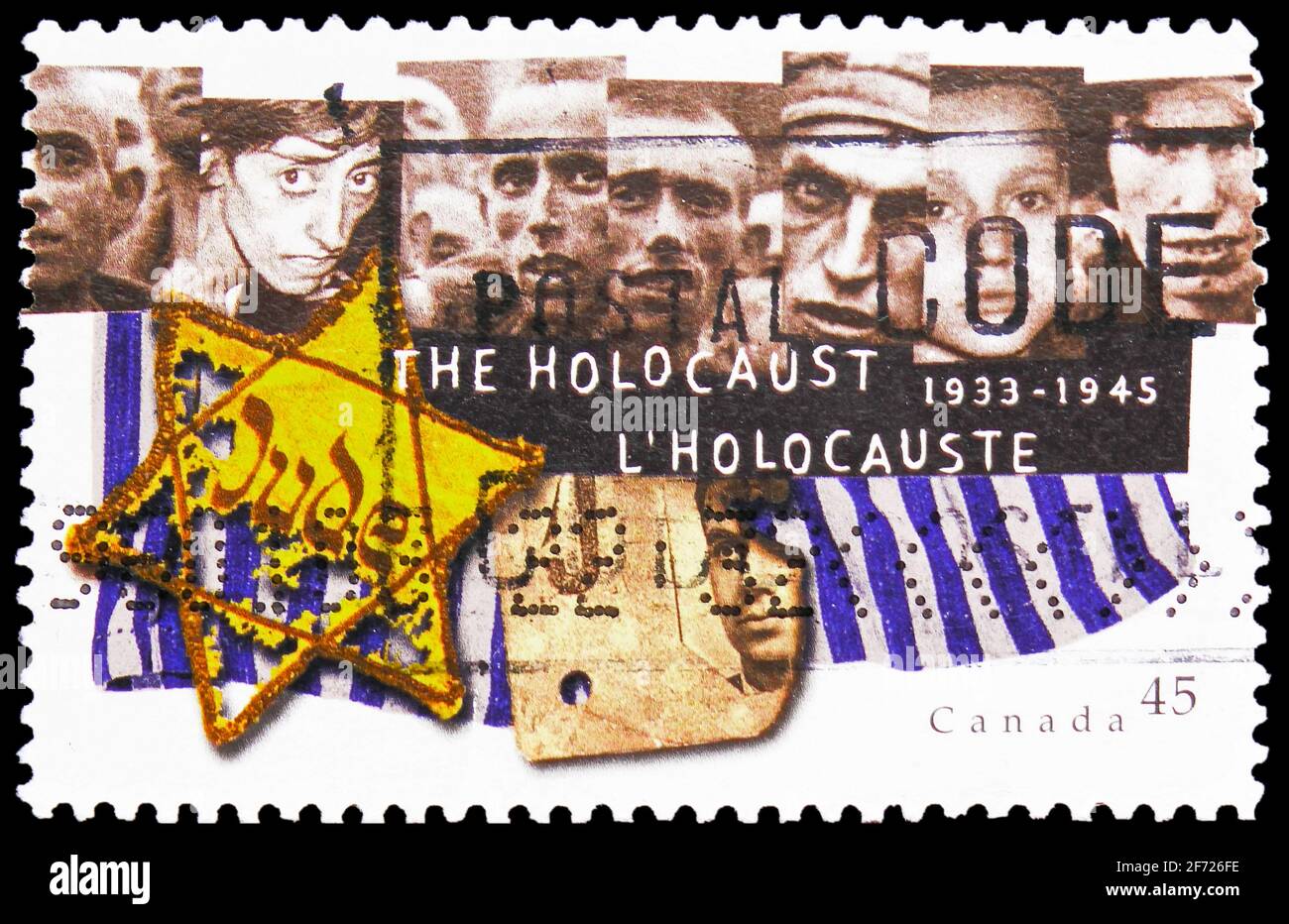MOSCOU, RUSSIE - le 28 FÉVRIER 2021 : le timbre-poste imprimé au Canada montre l'Holocauste, série, vers 1995 Banque D'Images