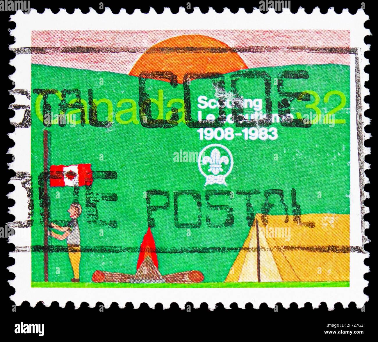 MOSCOU, RUSSIE - 28 FÉVRIER 2021 : timbre-poste imprimé au Canada montre le Scoutisme, vers 1983 Banque D'Images