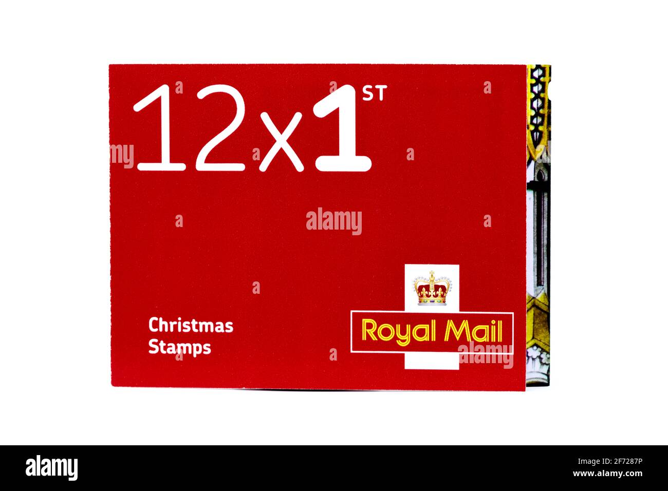 Royal Mail 12 x 1er livre de timbres de Noël de classe un arrière-plan blanc Banque D'Images