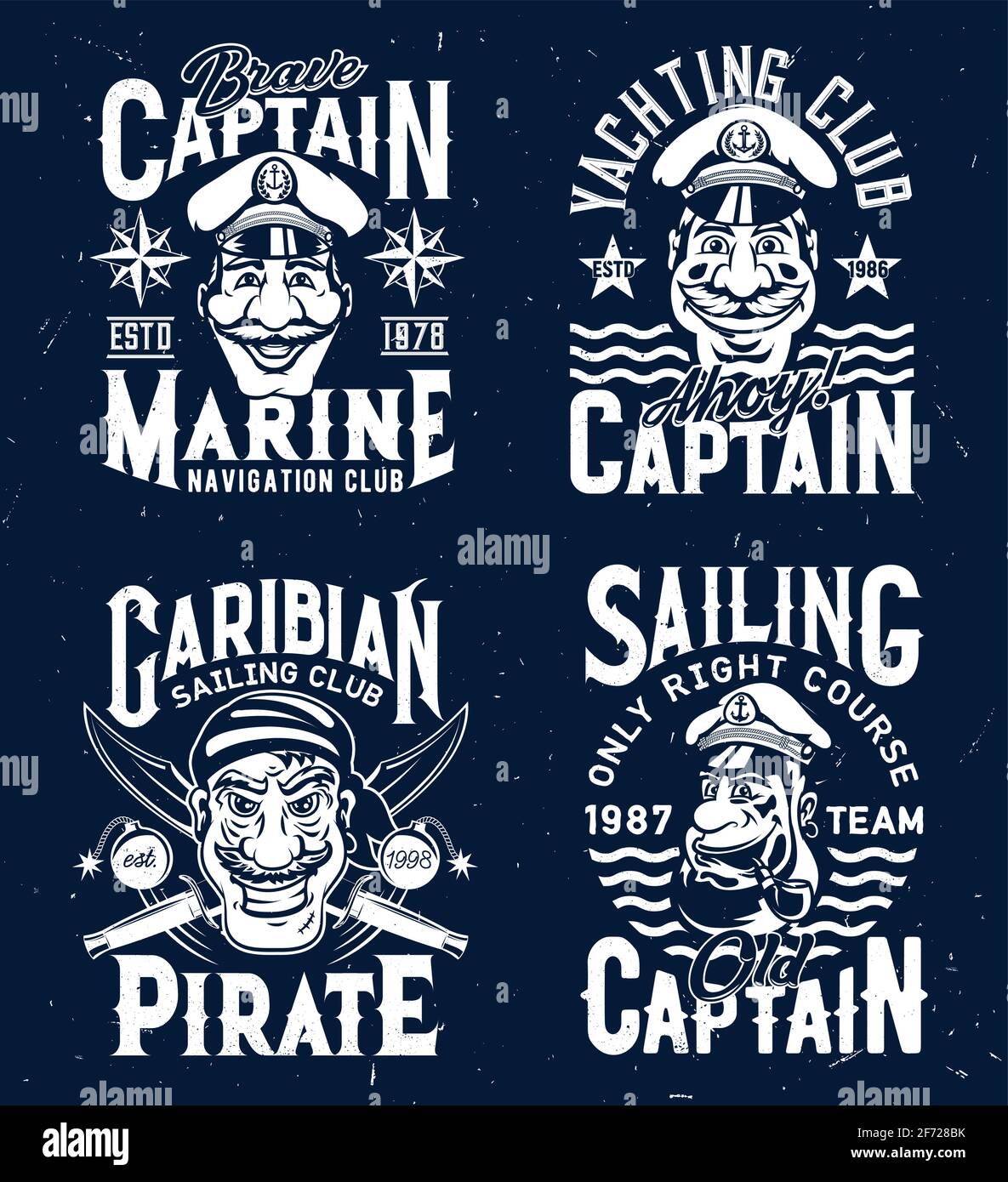 Imprimés t-shirts avec capitaines et mascottes de pirate Illustration de Vecteur