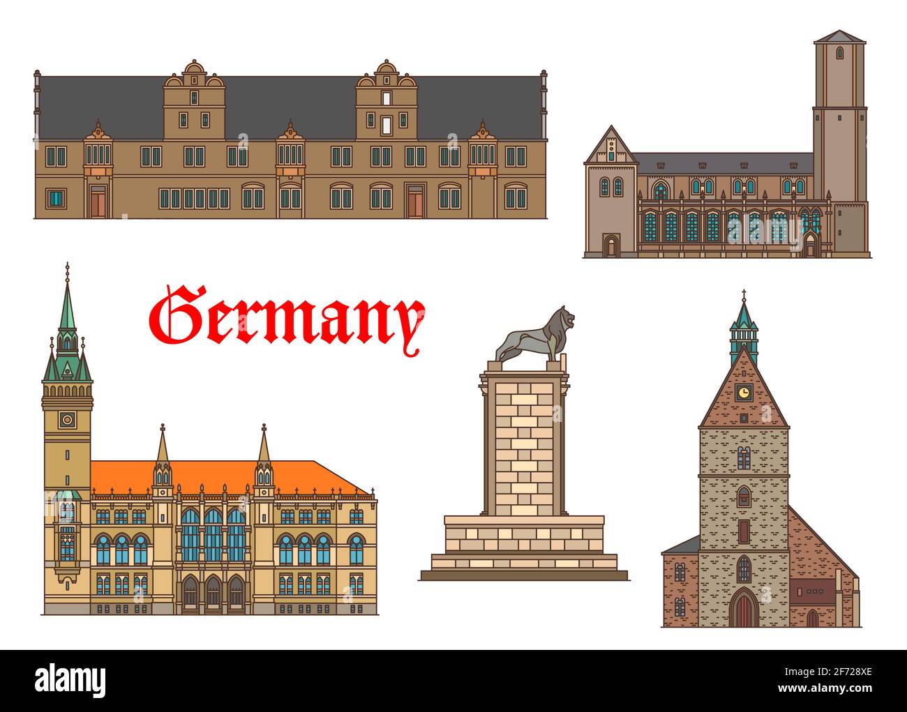 Allemagne monuments architecture maisons Braunschweig Illustration de Vecteur