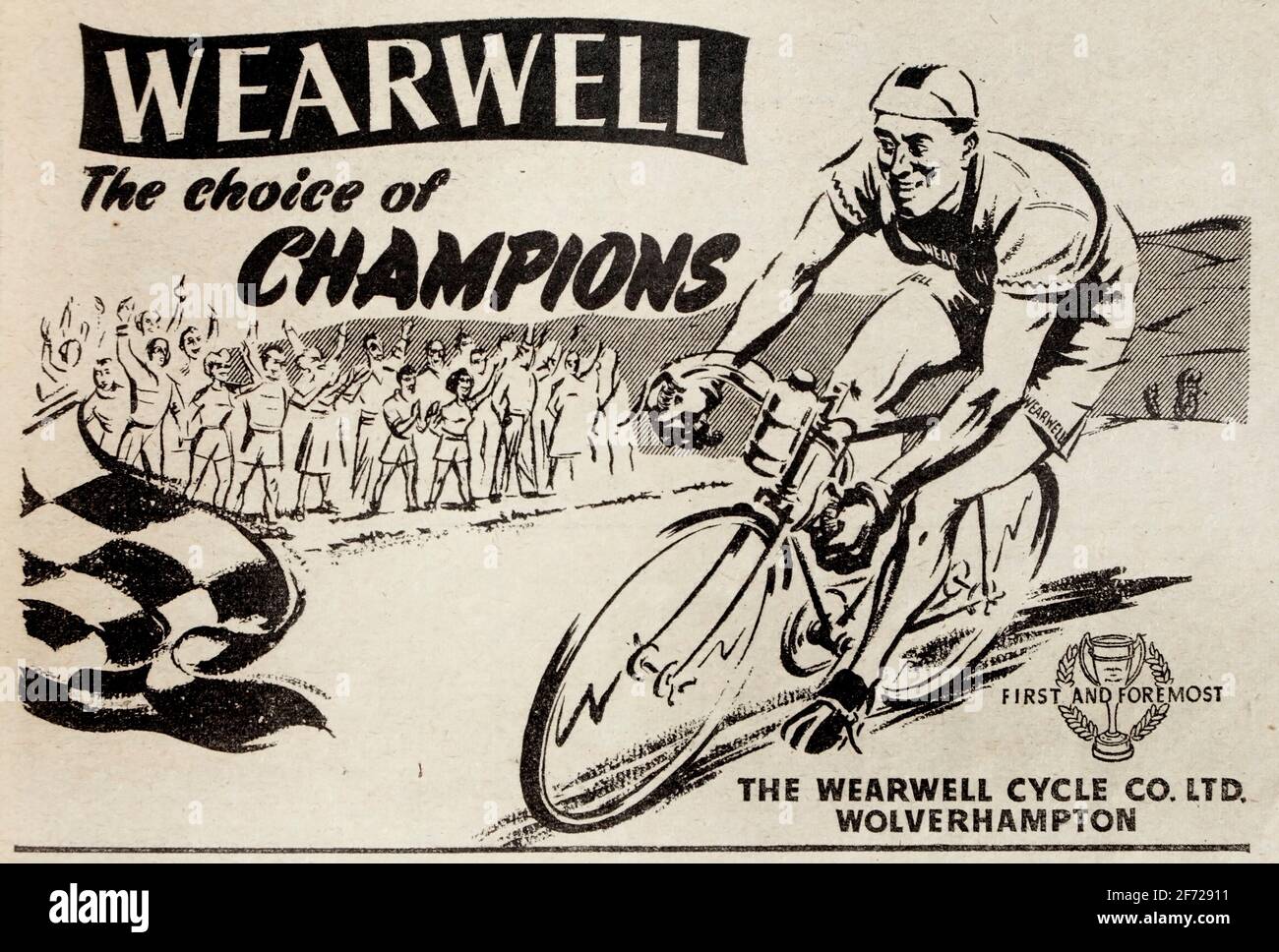 Publicité vintage 1953 pour la marque britannique Wearwell. Banque D'Images