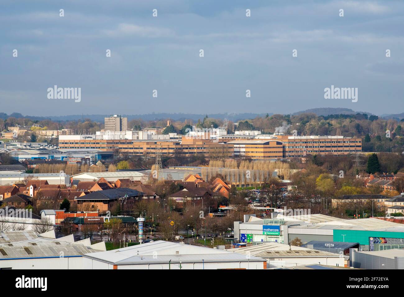 À l'ouest de la ville de Nottingham vers le QMC, vue depuis le toit du développement de la place de l'unité. Notinghamshire Angleterre Royaume-Uni Banque D'Images